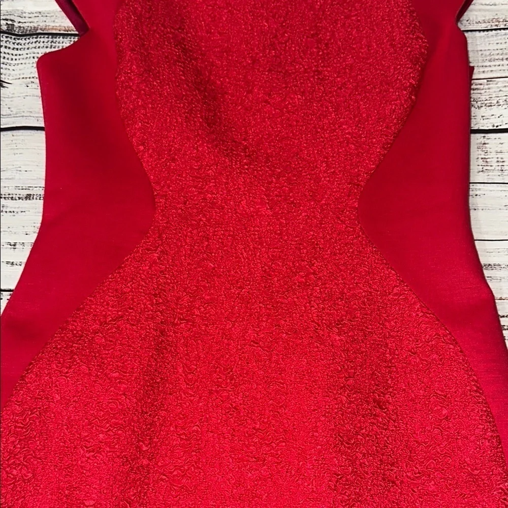 T Tahari‎ Red Cap Sleeve Sheath Midi Dress Cocktail Sz. 4